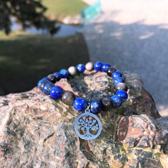 Minerální náramek obsidián, lapis lazuli - ZÁMĚR